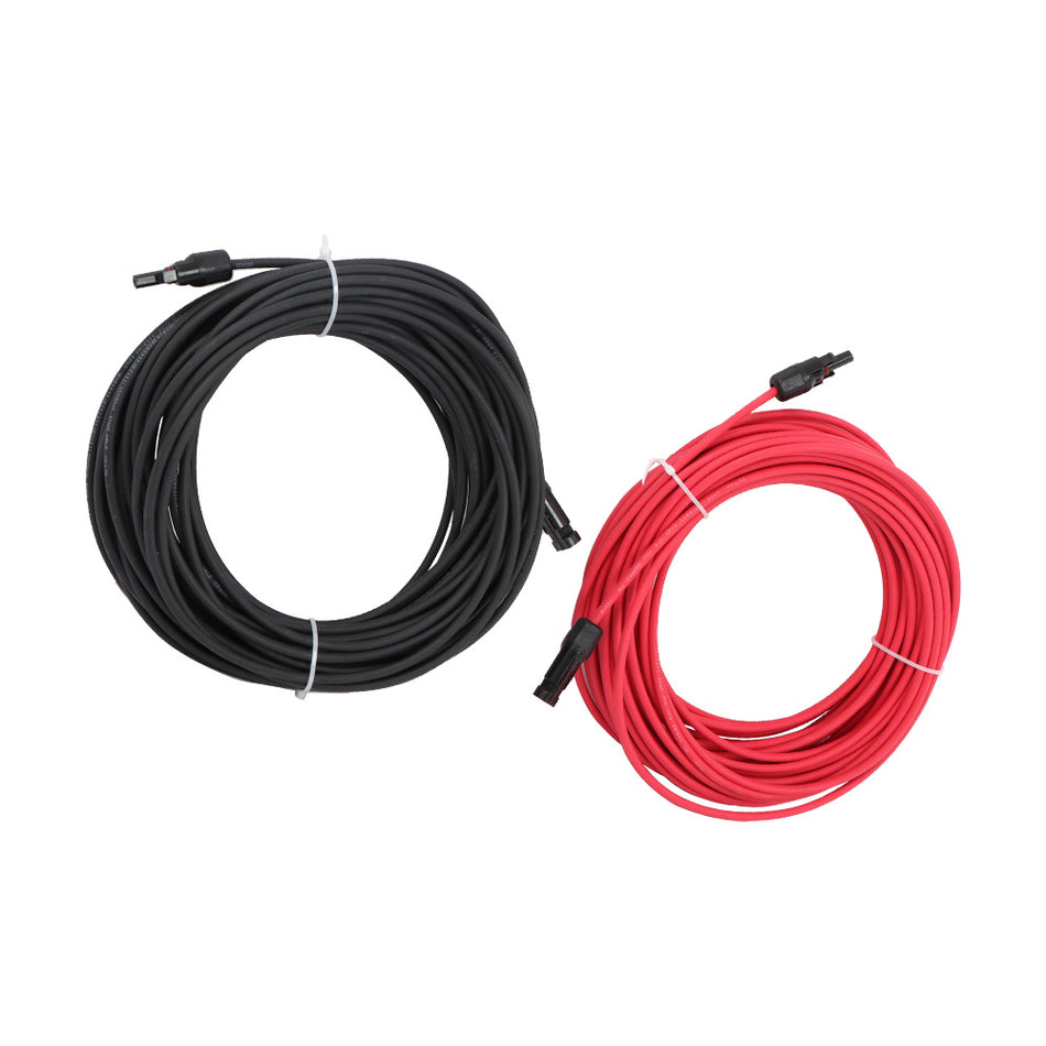 20M 4mm2 Solar Cable Black+Red Waterproof Wire w/M4 Connector for Solar Panels