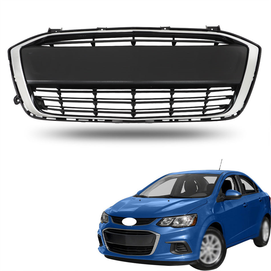 Labwork Front Lower Grille Matte Black+Chrome For 2017-2020 Chevrolet Sonic LS