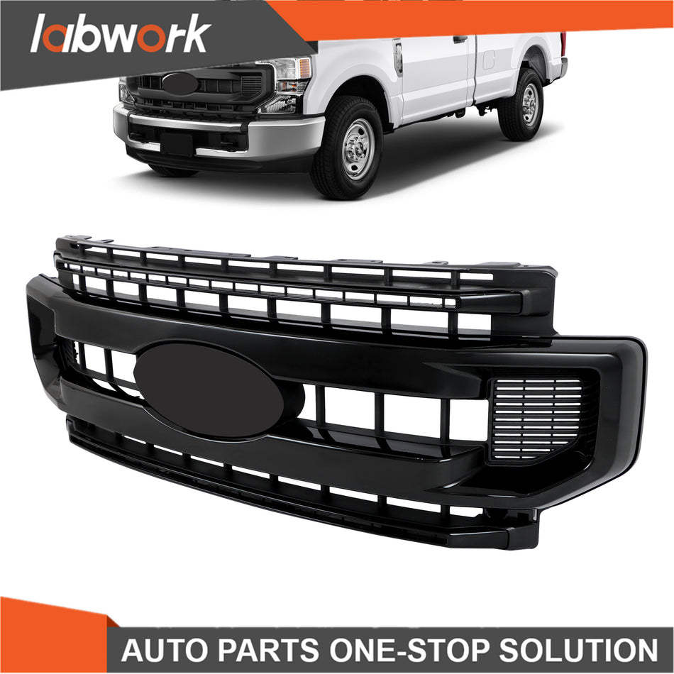 Labwork Front Bumper Grille Gloss Black For Ford F250 XL/XLT 2020 2021 2022