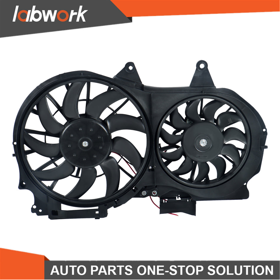 Labwork Radiator Condenser Cooling Fan Assembly 2002-2009 For Audi A4 Quattro