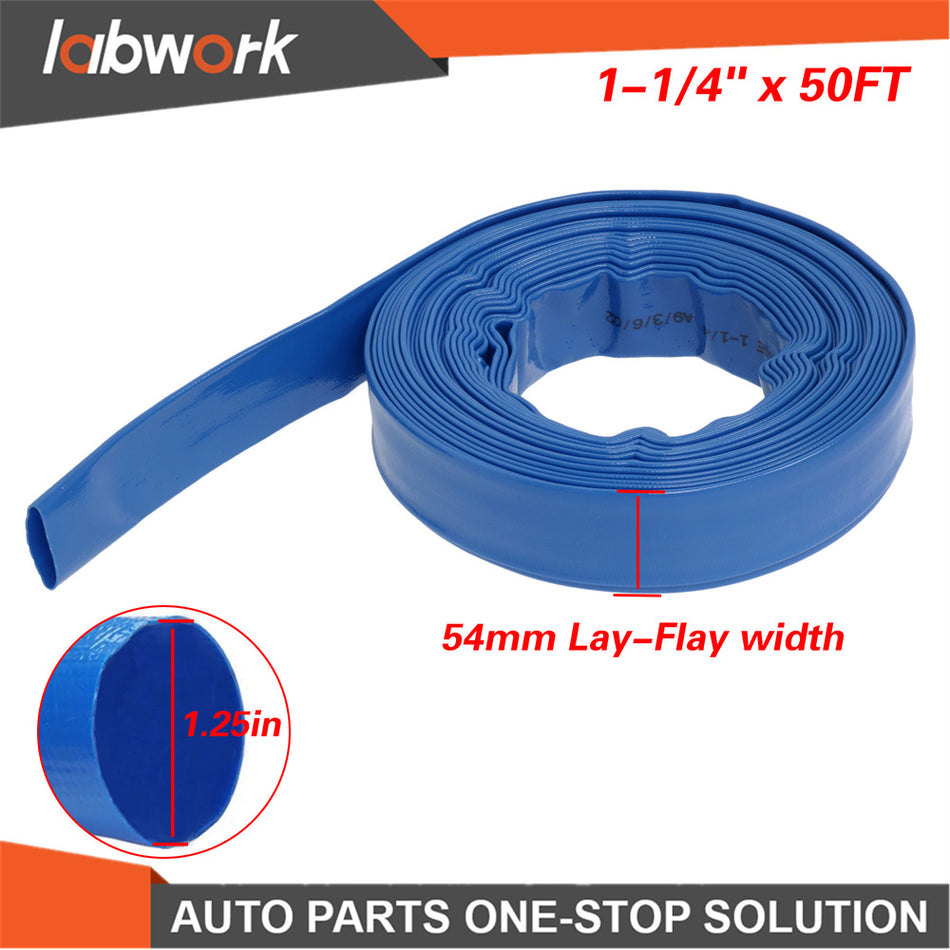 Labwork 1-1/4" x 50 FT Pool Backwash Hose Heavy Duty Reinforced PVC Lay Flat