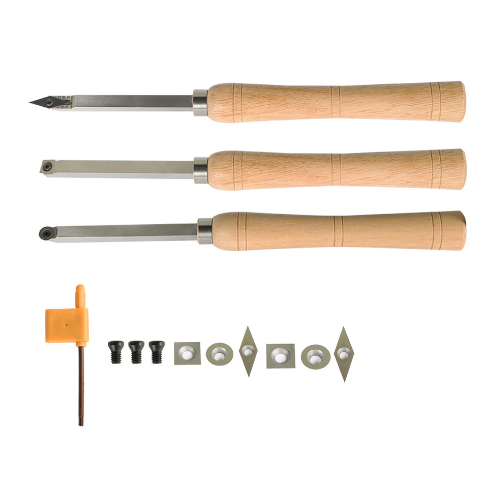 Carbide Woodturning Tool Mini Size With Handles Fits For Turning Project 3 Pack