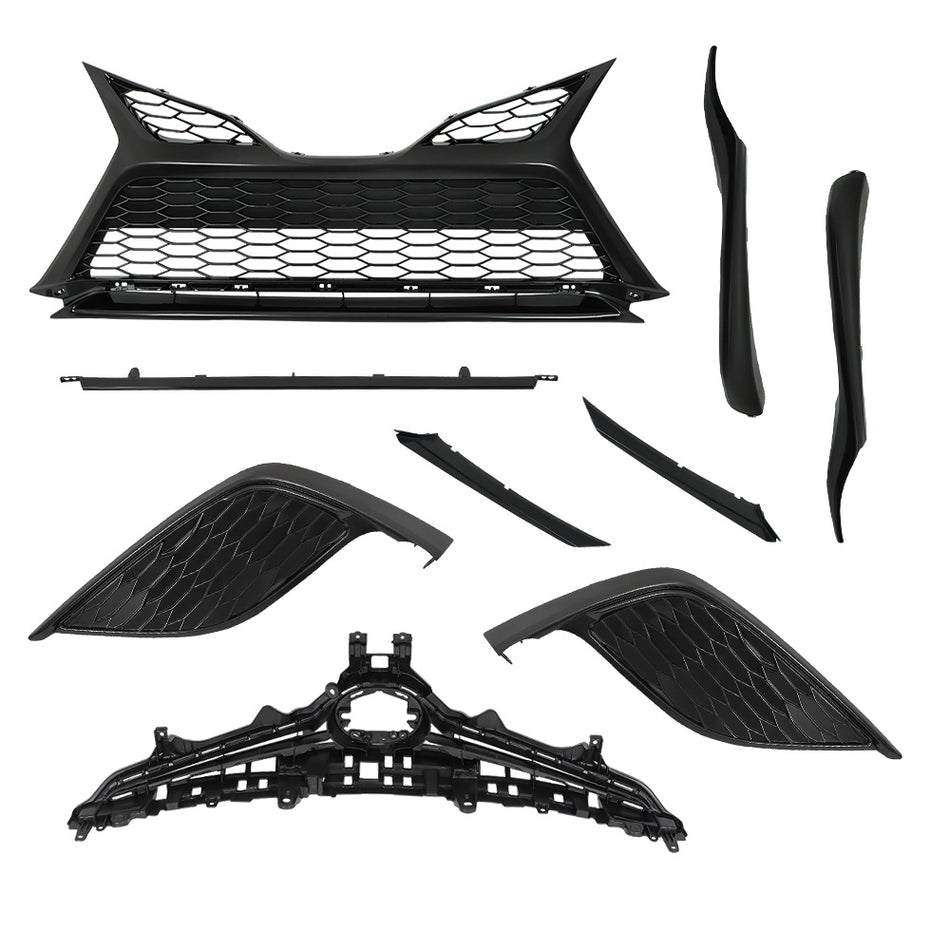 Labwork Front Grille Blk Trim Fog Light Bezel Set For Toyota Camry SE 21-23 9pcs