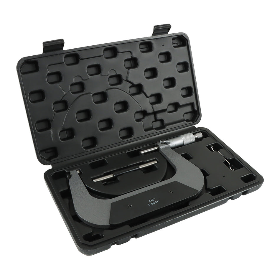 New 4 - 5Inch Standard Precision Outside Micrometer 0.0001Inch Carbide Tipped