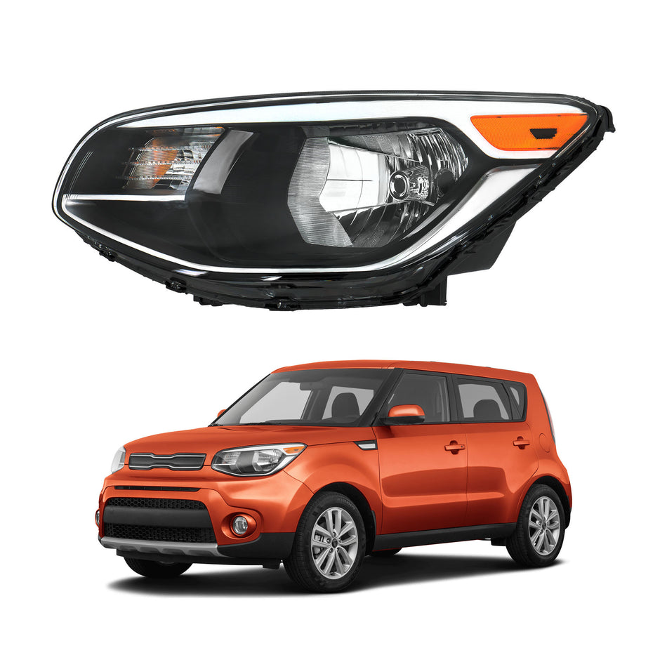 Labwork Left Side Headlight For Kia Soul 2014-2019 Halogen Type Chrome Assembly