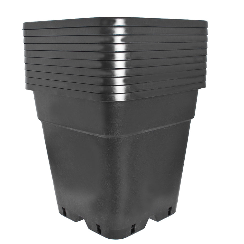 10 × 7 Gallon Square Nursery Pot Plastic Plant Flower Pots Re-Usable Black