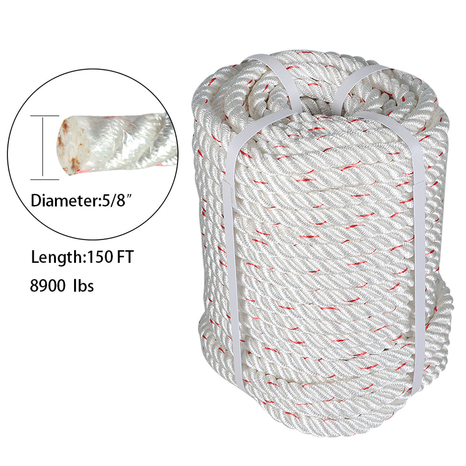 5/8" 150' Double Braid Polyester Rope Arborist Bull Rope Rigging Rope 8900 Lbs