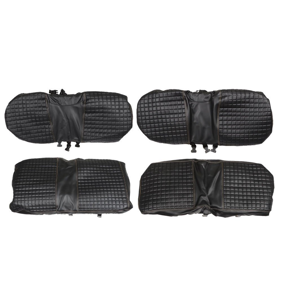 4Pcs Front And Rear Seat Covers For E-Z-GO Medalist TXT Golf Carts - Black Color