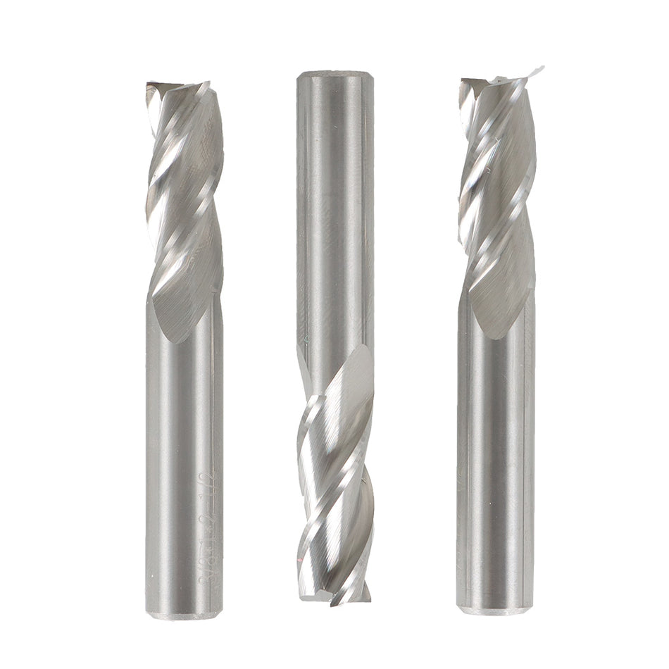 3Pcs 3 Flute End Mill 3/8" Diameter x 1" Length of Cut x 2-1/2" Overall Length