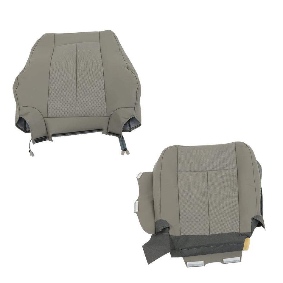 Labwork Driver Top+Bottom Seat Covers For 2007-2015 Ford Expedition Gray Leather