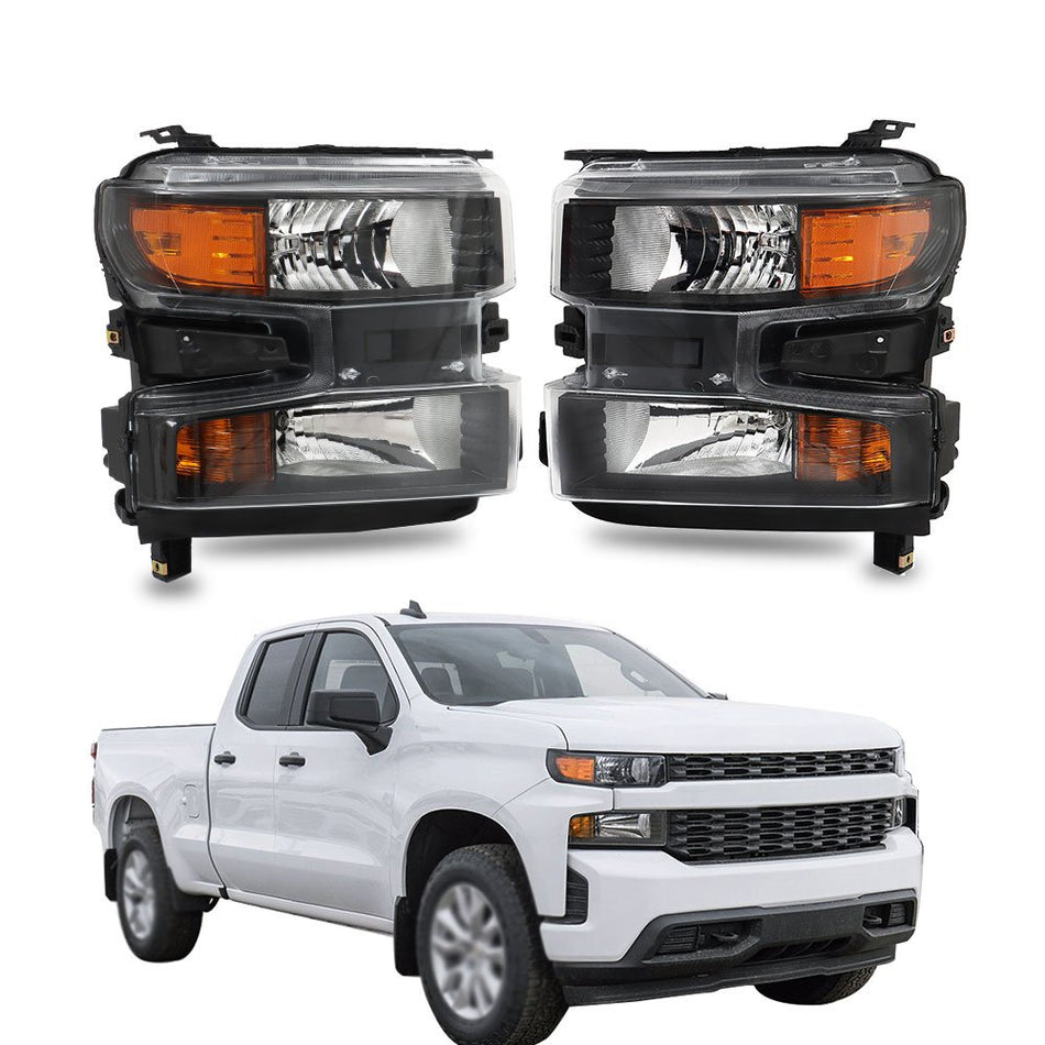 Labwork Left+Right Headlight For 2019-2021 Chevy Silverado 1500 Halogen Assembly