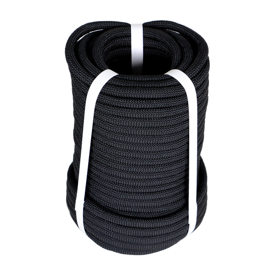 Pulling Braided Polyest Rope 3/8" × 100' Black High Strong 3520Lbs Climbing Rope