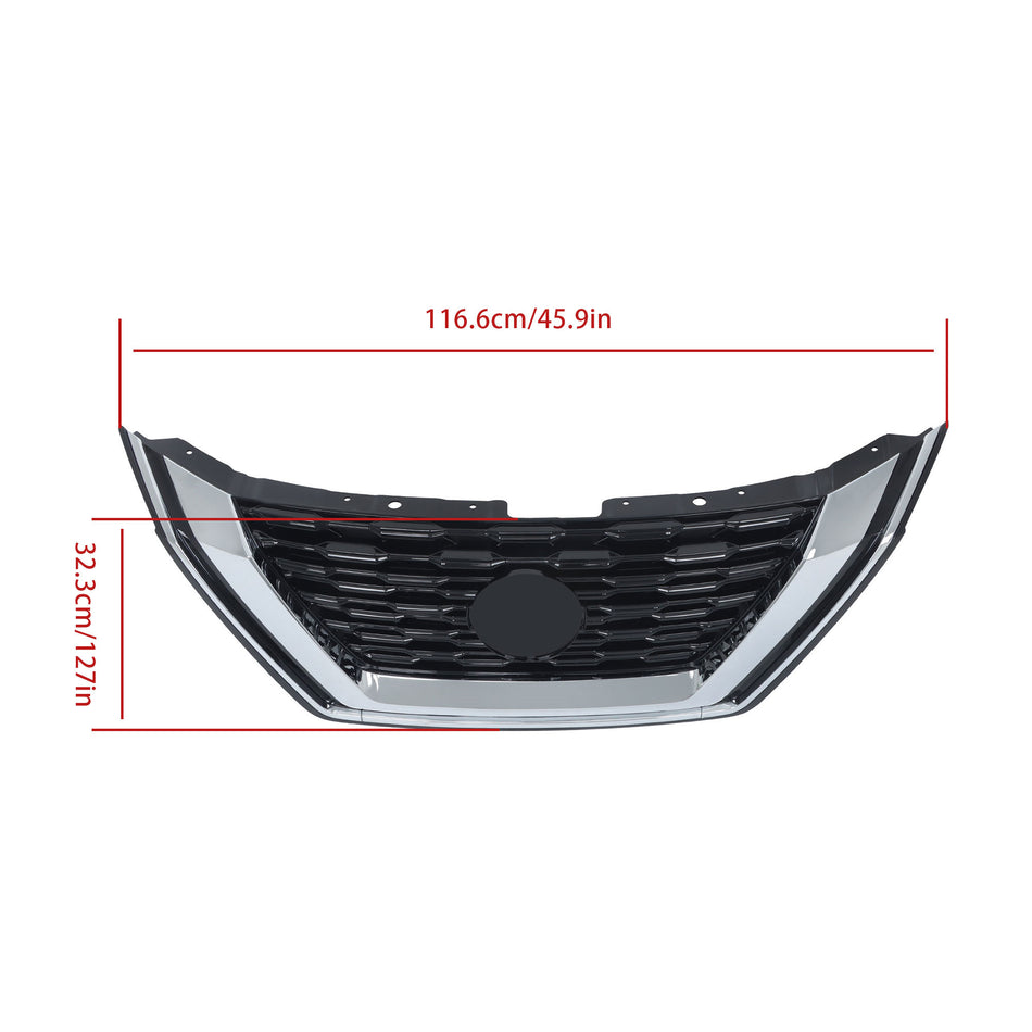 Labwork Upper Grille Blk For 2021-23 Nissan Rogue SL/SV W/ Carmera Hole Plastic