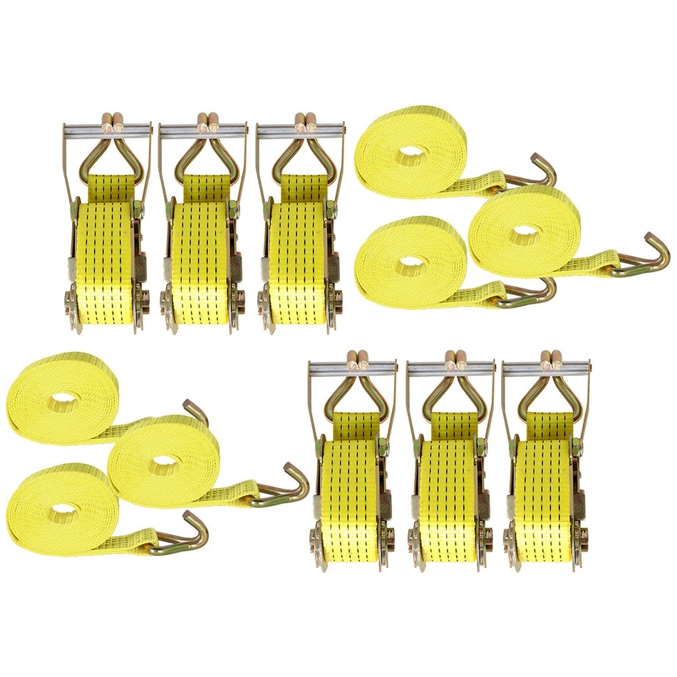 6 Pcs 2In x 15Ft Ratchet Straps With J Hook 50mm x 4.5m Heavy Duty Tie Downs