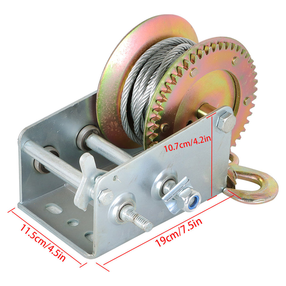 High Quality 3500lbs Durable Hand Crank Winch With Cable For Trailer Hand Winch