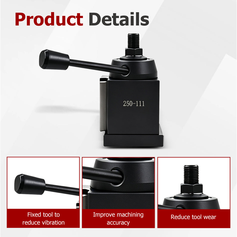 6-Piece AXA 250-111 Wedge-Style Quick-Change Tool Post Set for 12" Swing Lathe