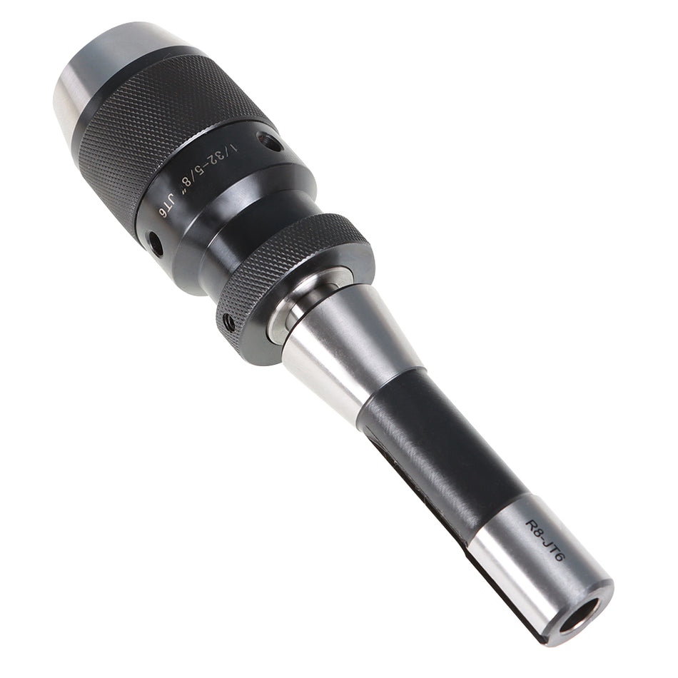New Heavy Duty Drill Chuck 1/32"- 5/8" Keyless Self Tighten W/R8 Shank Adapter