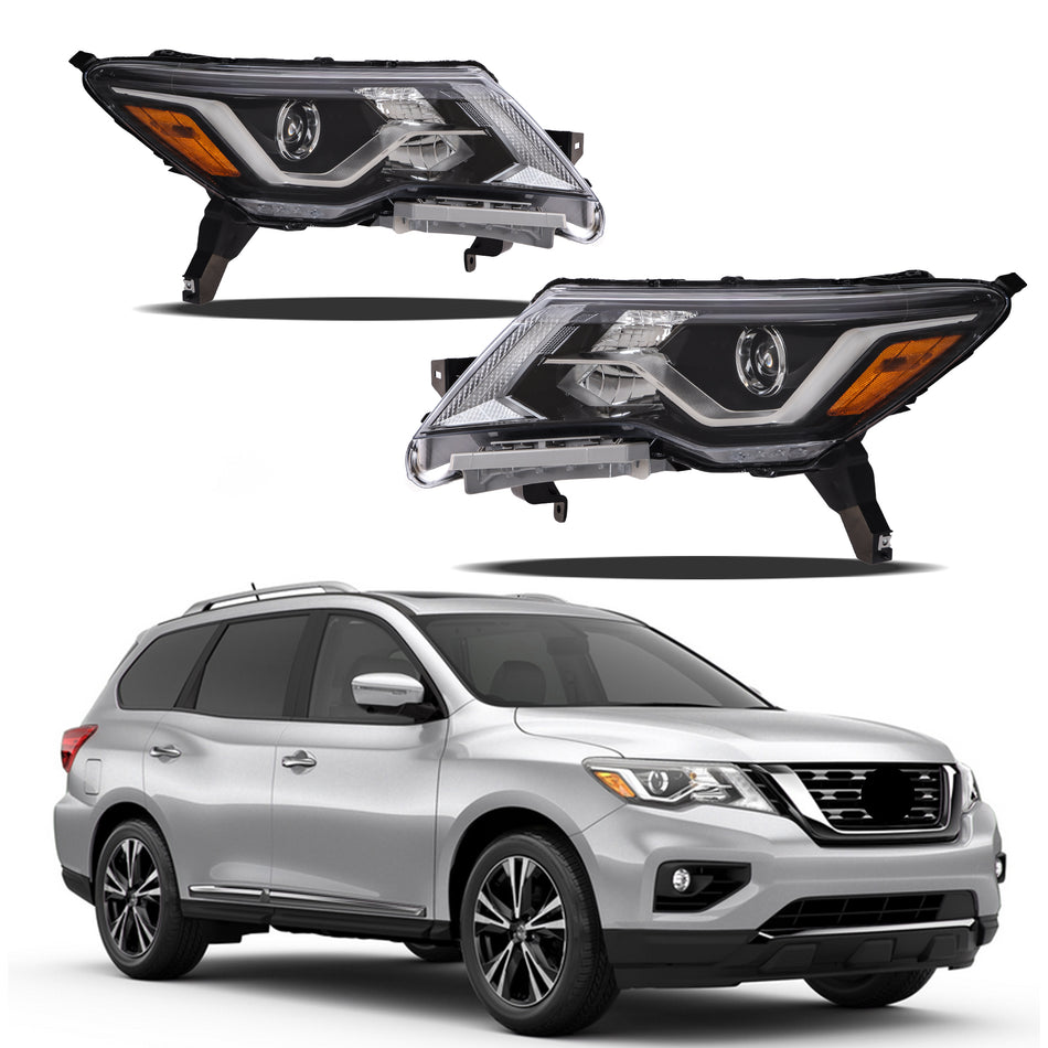 Labwork L+R Headlight For Pathfinder Platinum 2017-2020 S SL SV Halogen LED DRL