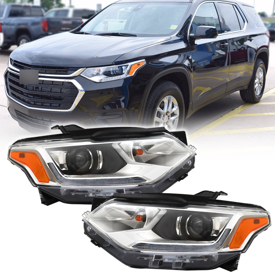 Labwork Left+Right Headlight For 2018-2021 Chevrolet Traverse LED DRL HID Chrome
