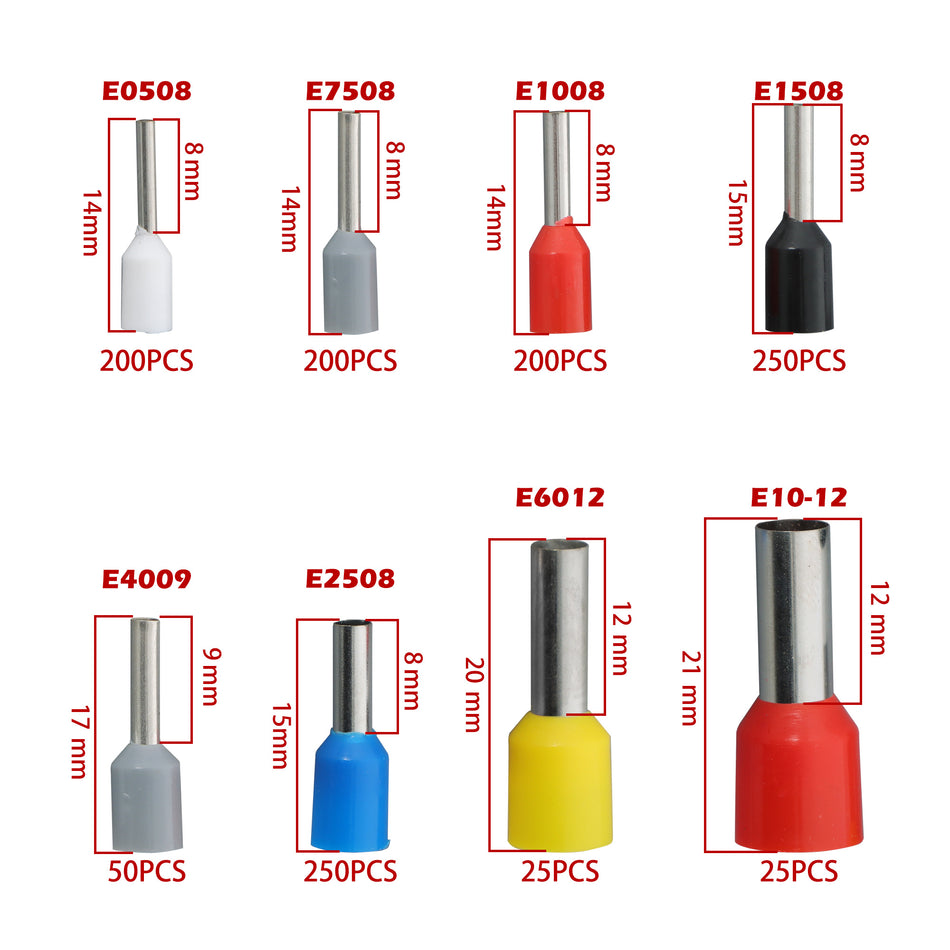 AWG23-7 Ferrule Crimping Tool Kit with 1200PCS Ferrules Insulated Wire Terminals