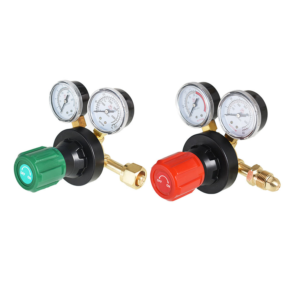2 Piece Dual Welding Gas Gauges Oxygen (CGA-540) and Acetylene (CGA-510) Regulat