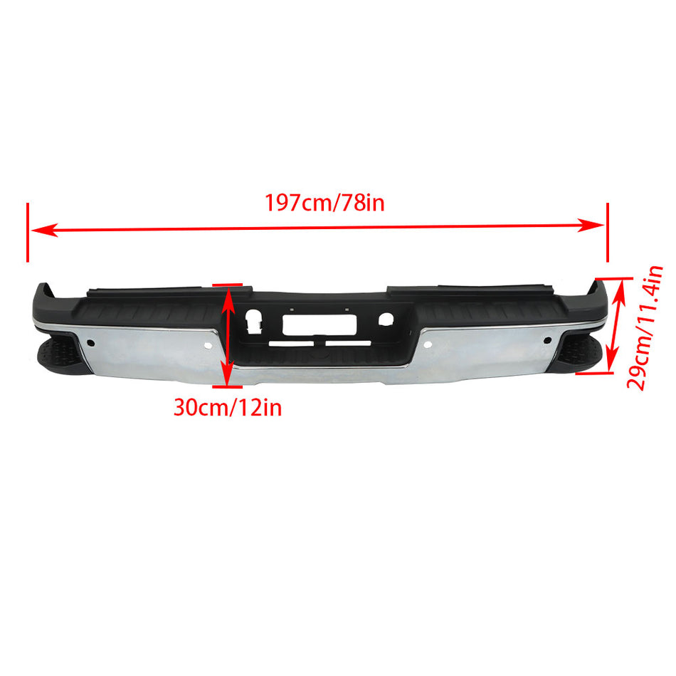 Labwork Rear Bumper Chrome For Silverado Sierra 2500 3500 2015-2019 Steel W/Park