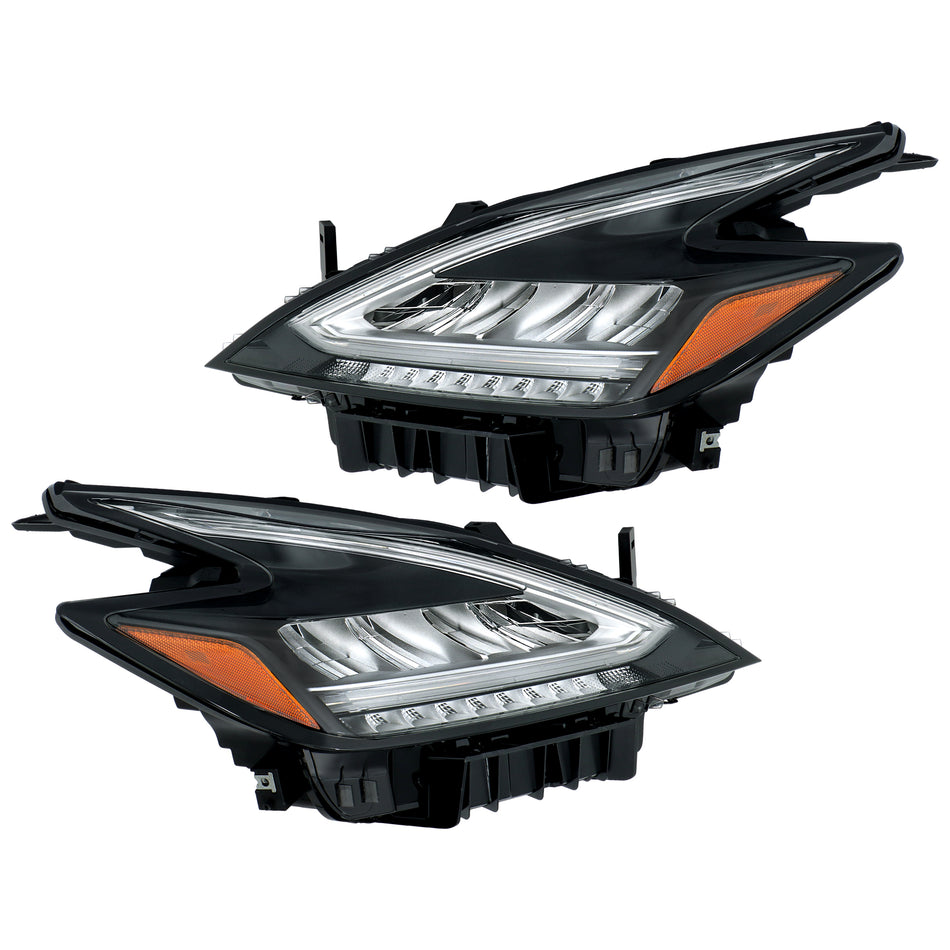 Labwork Left+Right Headlights For 2019 2020 2021 Nissan Murano Black Housing LED