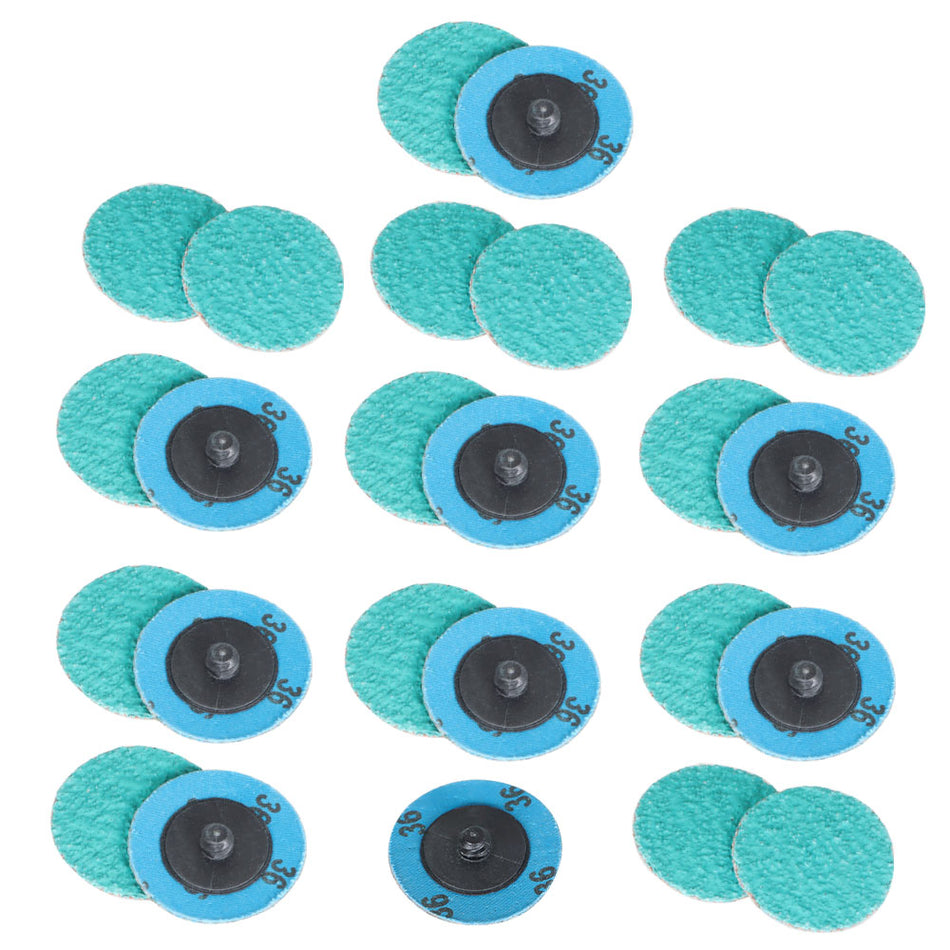 2" Quick Change Sanding Discs Type 36 Grit Zirconia And Grind Aid 25 Piece New
