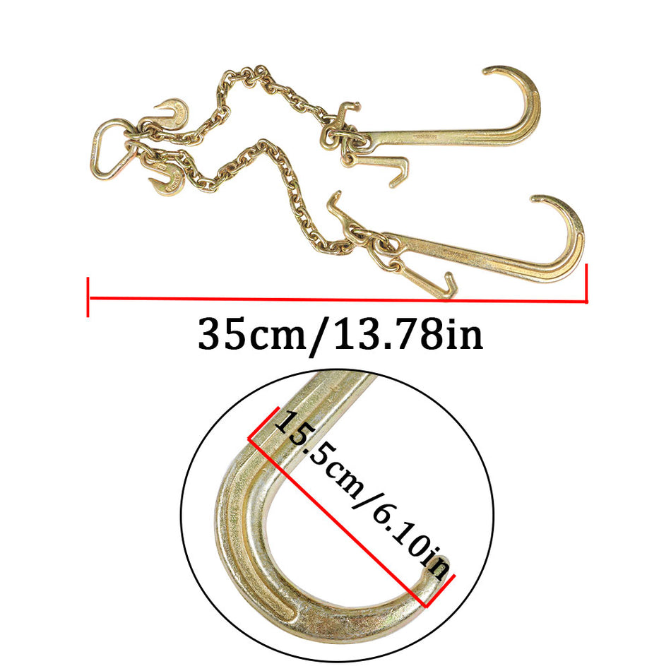 70G V-Chain Bridle w/ 15" Large J Hooks, T- Hook & J-Hook w/ Grab Hooks 2' Legs