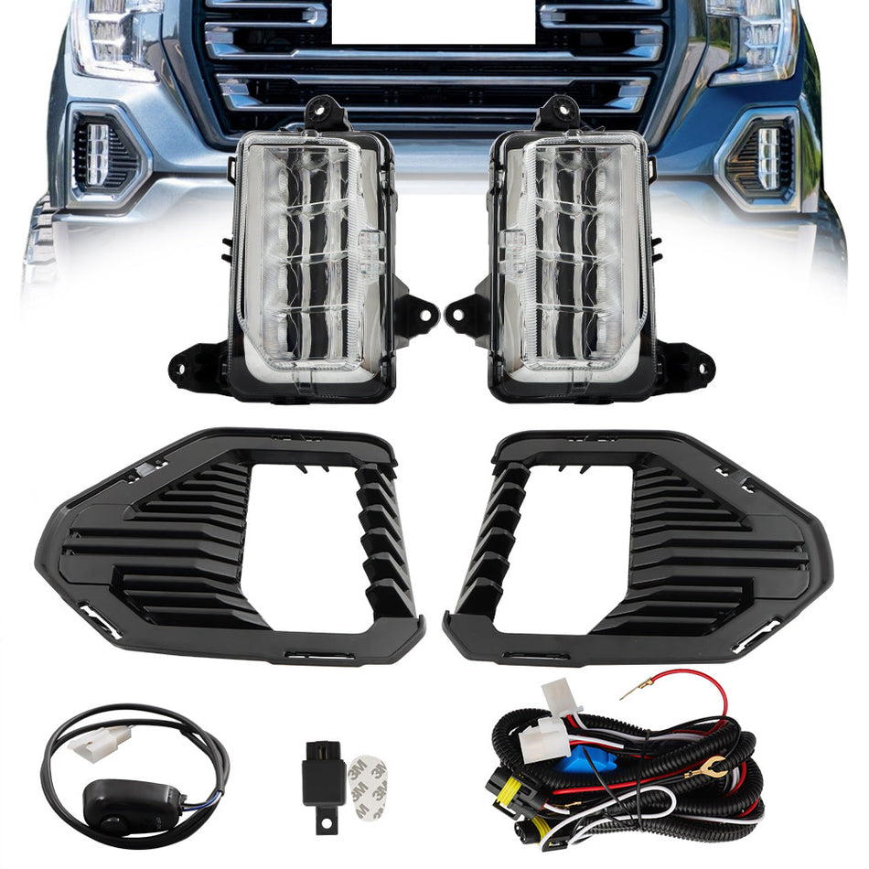 Labwork Front LED Fog Lights Lamps W/Bezels For 2019-2021 GMC Sierra 1500 AT4
