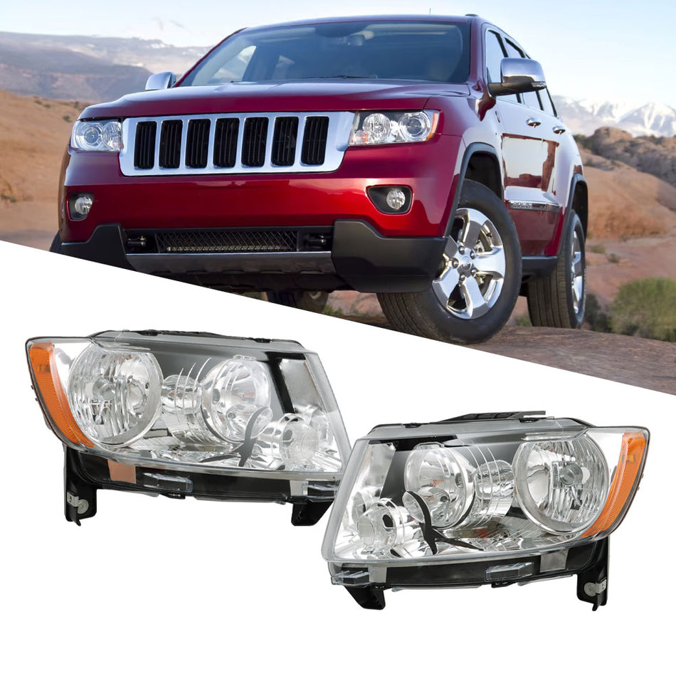 Labwork Headlights Assembly For Jeep Grand Cherokee 11-13&Compass 11-17 Halogen