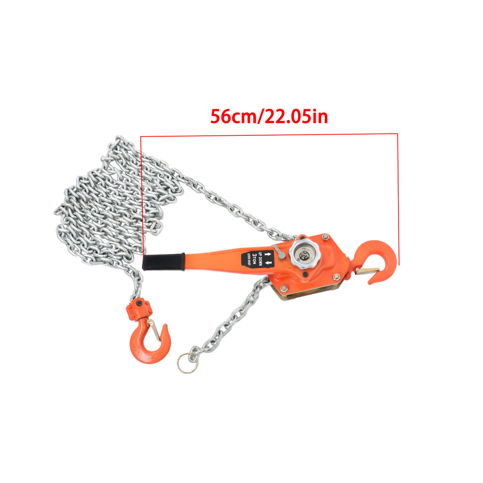 Manual Lever Block Wrench Hoist 6600lb Capacity 20ft Steel Chain Hoist G80 Chain