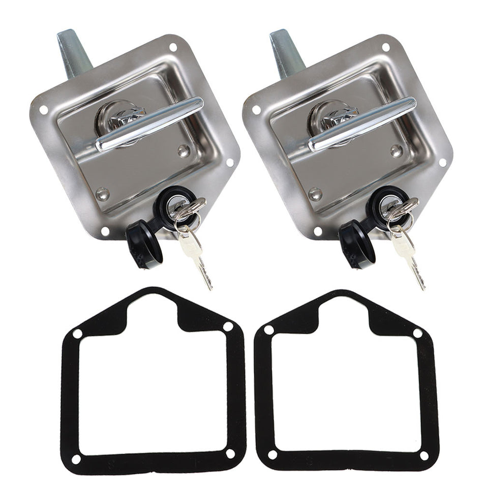 Labwork 2 x Trailer Door Latch T-Handle Lock Stainless Steel Key Camper RV Truck