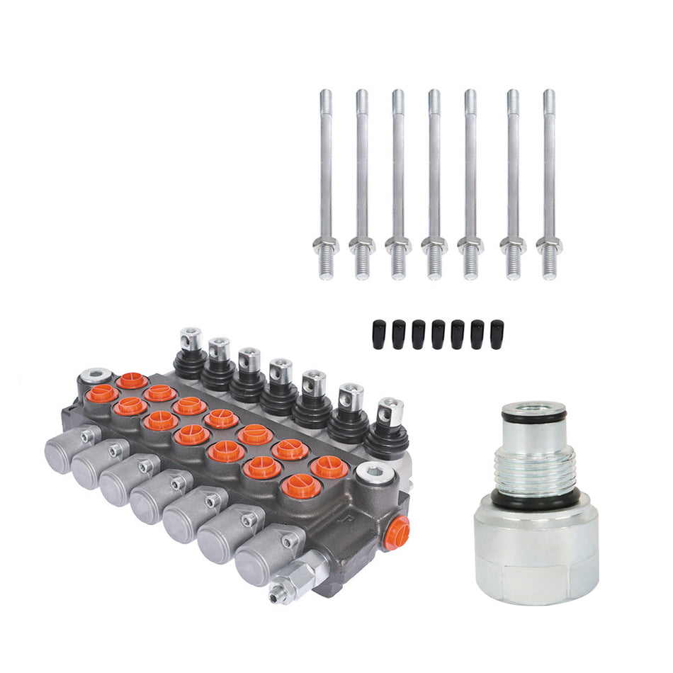 7 Spool Hydraulic Monoblock Double Acting Control Valve 11 GPM +Conversion Plug