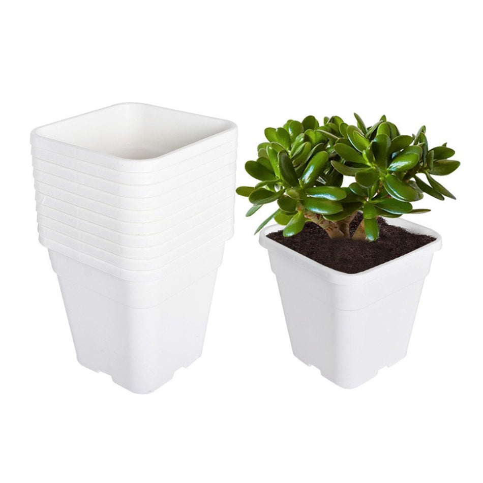 10 Pack Square Nursery Pot Plastic Plant Flower Pots Container 5 Gallon White