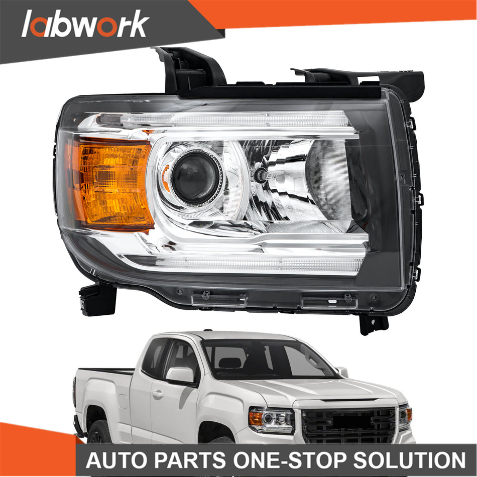 Labwork Headlights For GMC Canyon 2015-2022 Halogen W/LED DRL Projector Right