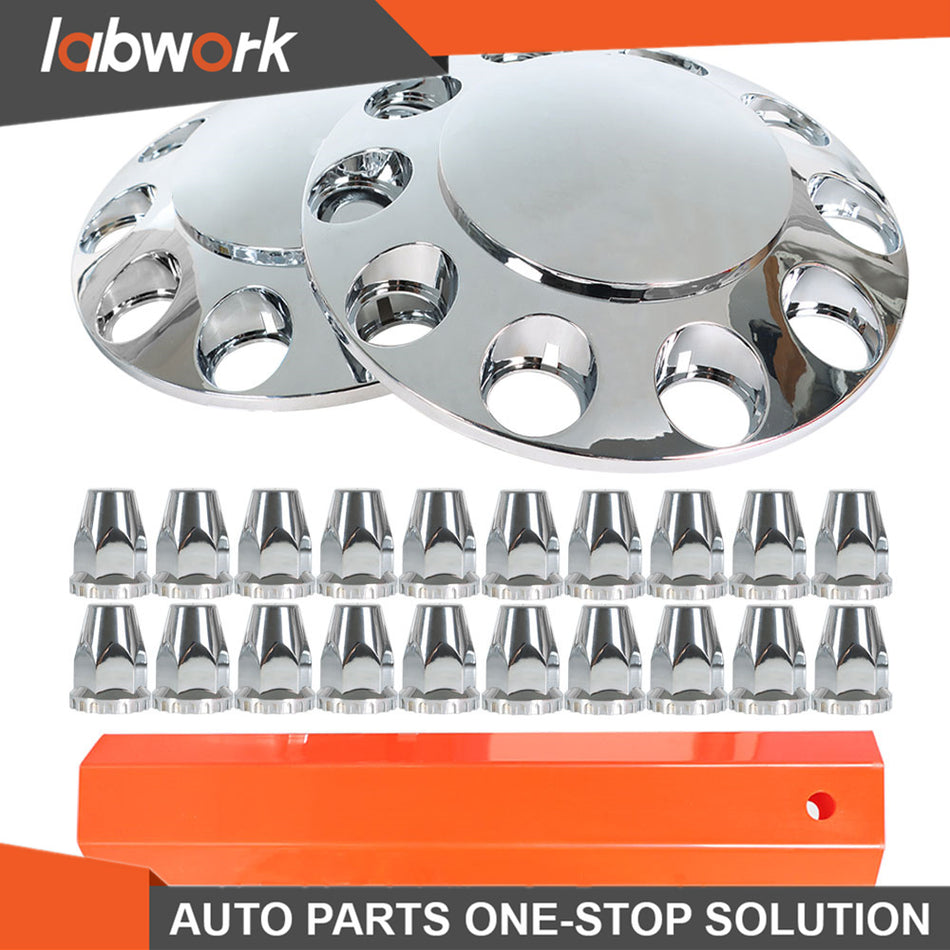 Labwork Semi Truck Hub Cover Wheel Axle Cover Center Caps W/ 33mm Lug Nut Covers