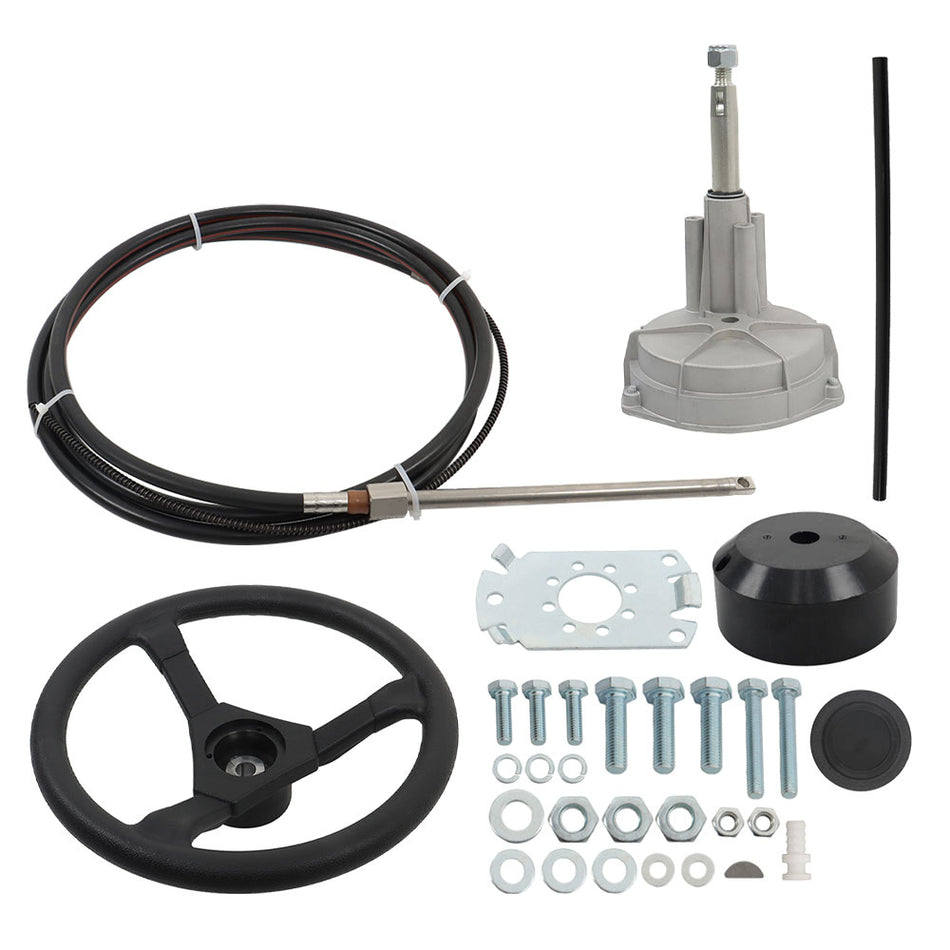 10-17 Feet Cable Boat Rotary Steering System Outboard Kit Marine With Wheel New