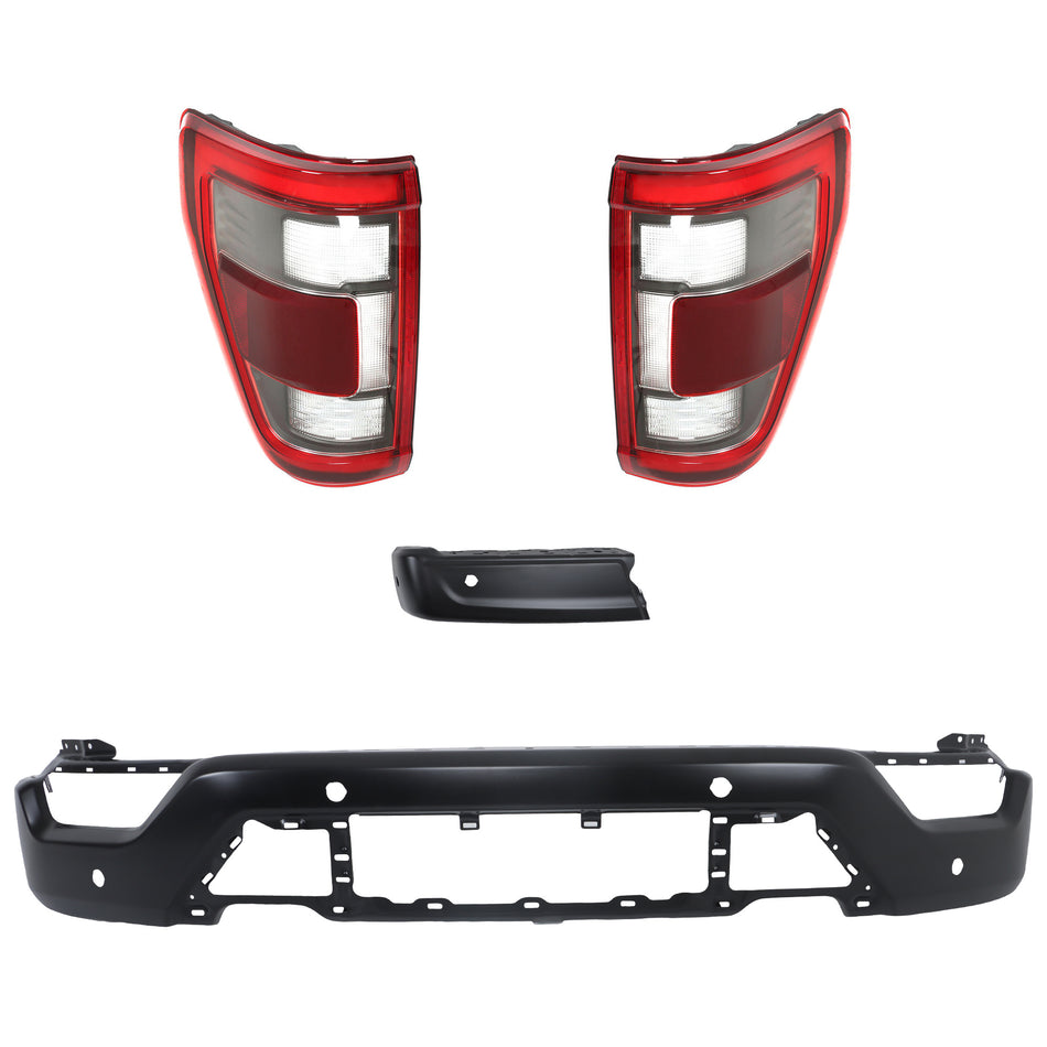 Labwork LH+RH Tail Lights&Front Bumper Face Bar&Bumper End For 21-23 Ford F-150