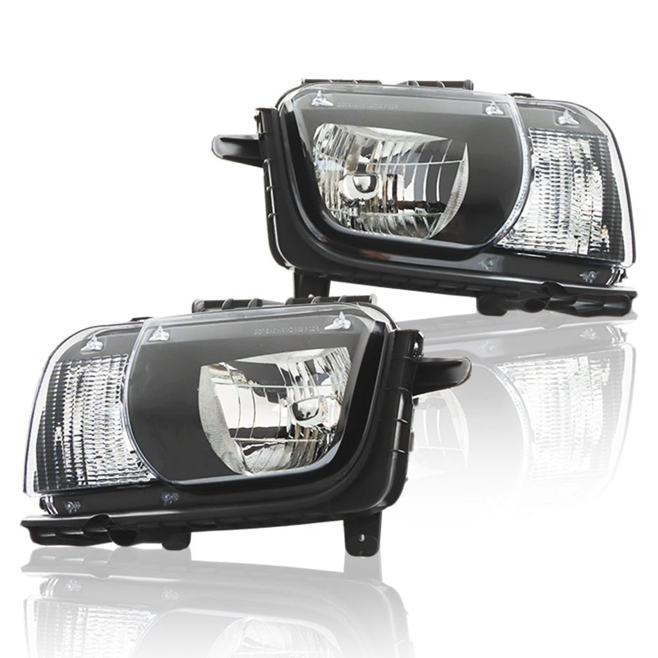 Labwork Left+Right Headlight For 2010-2013 Chevy Camaro Halogen Black Housing