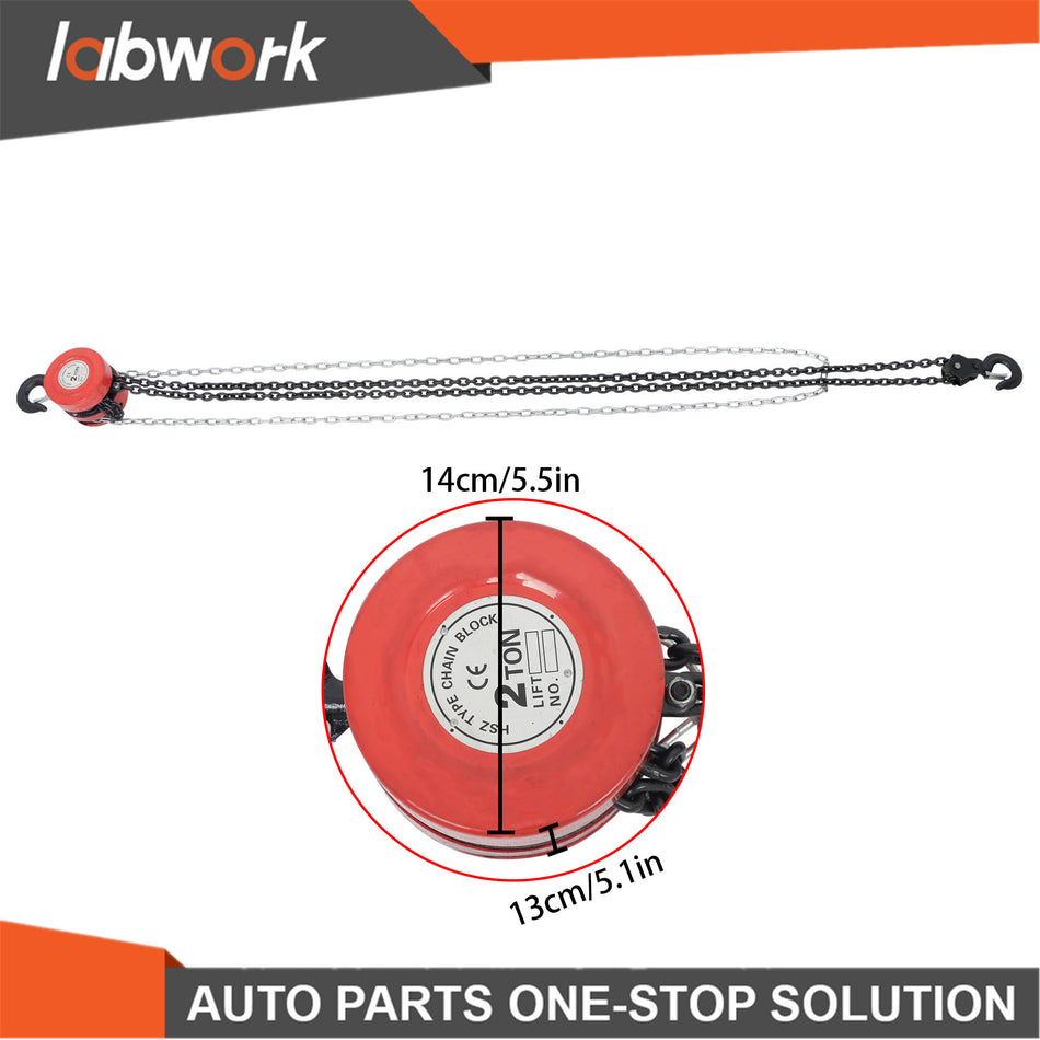 Labwork 2 Ton/4400 lbs Capacity 7ft Lift G80 Chain Manual Hand Chain Hoist