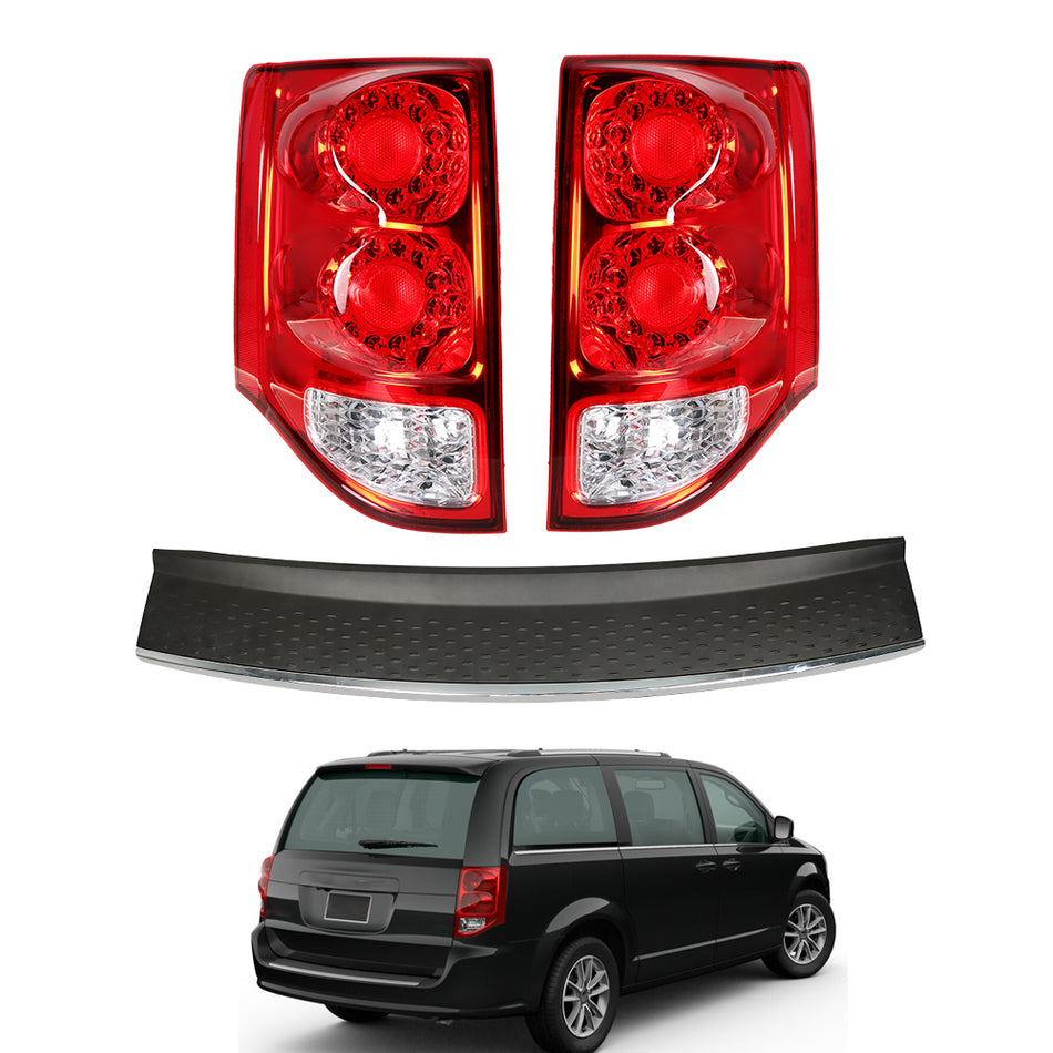 Labwork Rear Tail Lights & Bumper Step Pad Fit For 2011-2020 Dodge Grand Caravan