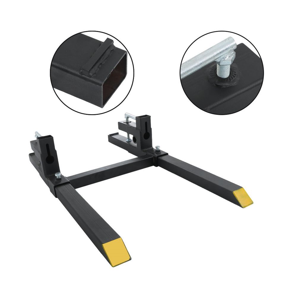 43 In Tractor Bucket Forks Clamp on Pallet Forks w/Adjustable Stabilizer Bar