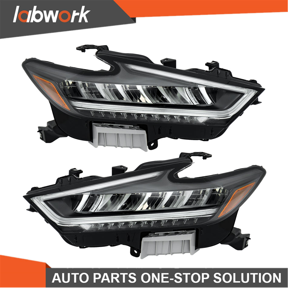 Labwork Headlight Headlamp Fit For 2022-2023 Nissan Maxima LED Black Left+Right