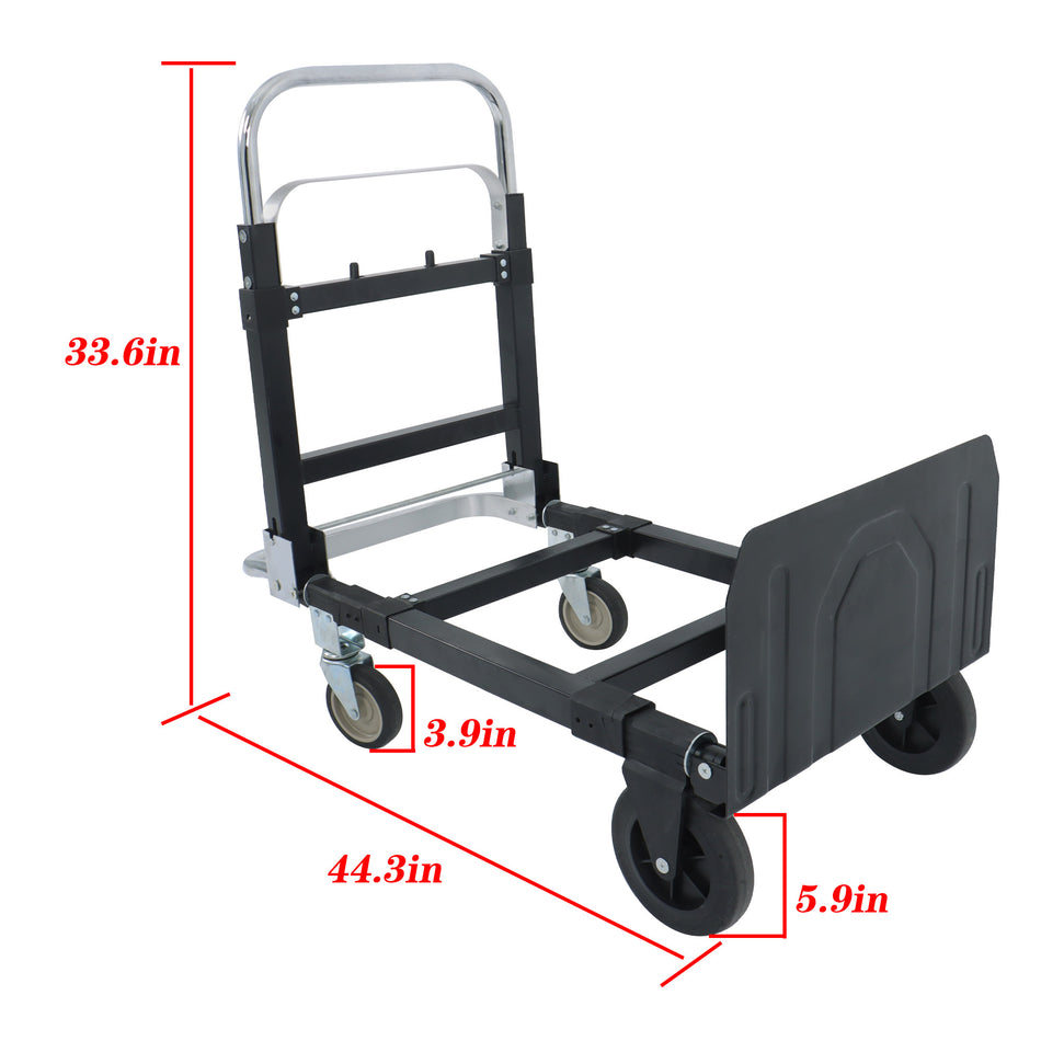 3-in-1 Heavy Duty Folding Hand Truck 500LB Capacity Carbon Steel Folding Trolley