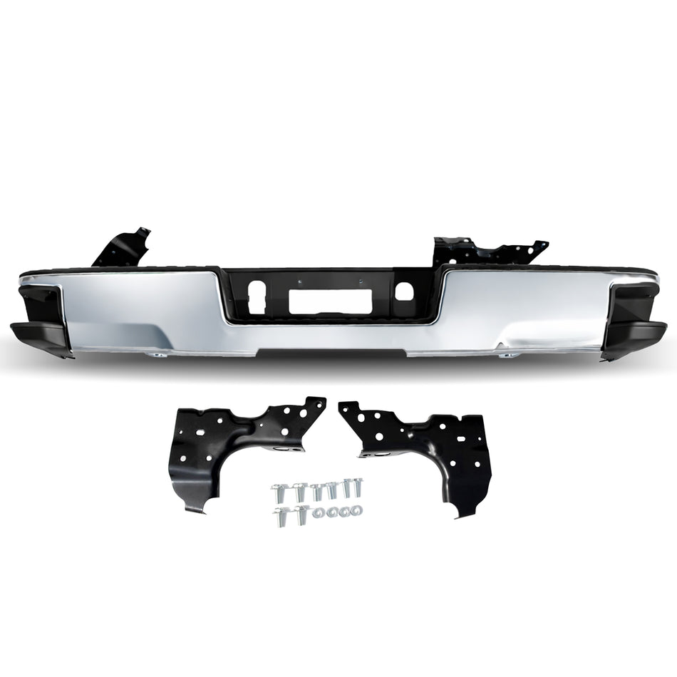 labwork Rear Step Bumper Replacement for Chevy Silverado 1500 & GMC Sierra 1500 2014-2018, Chrome Steel, GM1103176