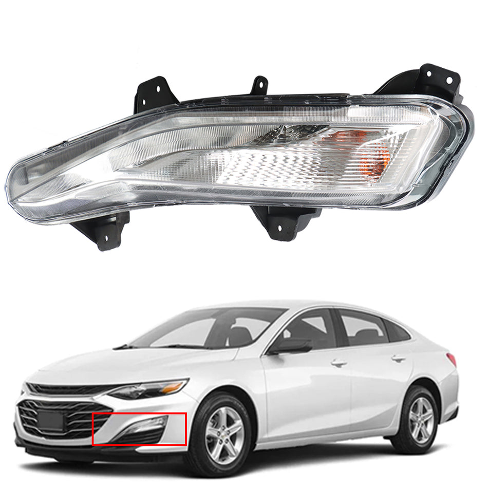 Labwork Left Fog Light For 2019-2021 Chevy Malibu w/LED DRL Lamp Clear Lens
