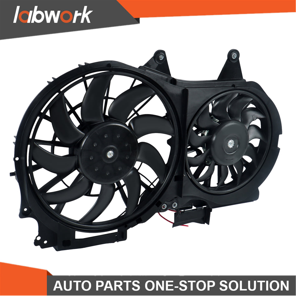 Labwork Radiator Condenser Cooling Fan Assembly 2002-2009 For Audi A4 Quattro