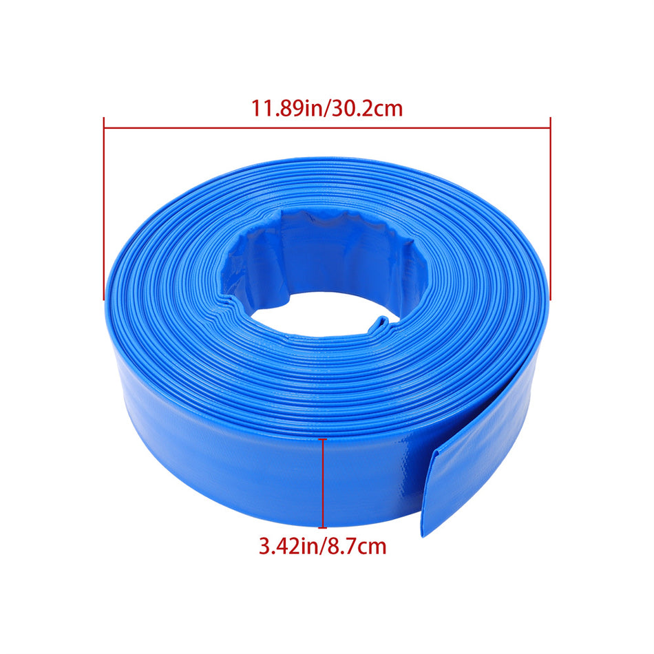 2" x 100 ft Pool Backwash Hose Blue PVC Lay Flat Water Discharge Pump Hoses