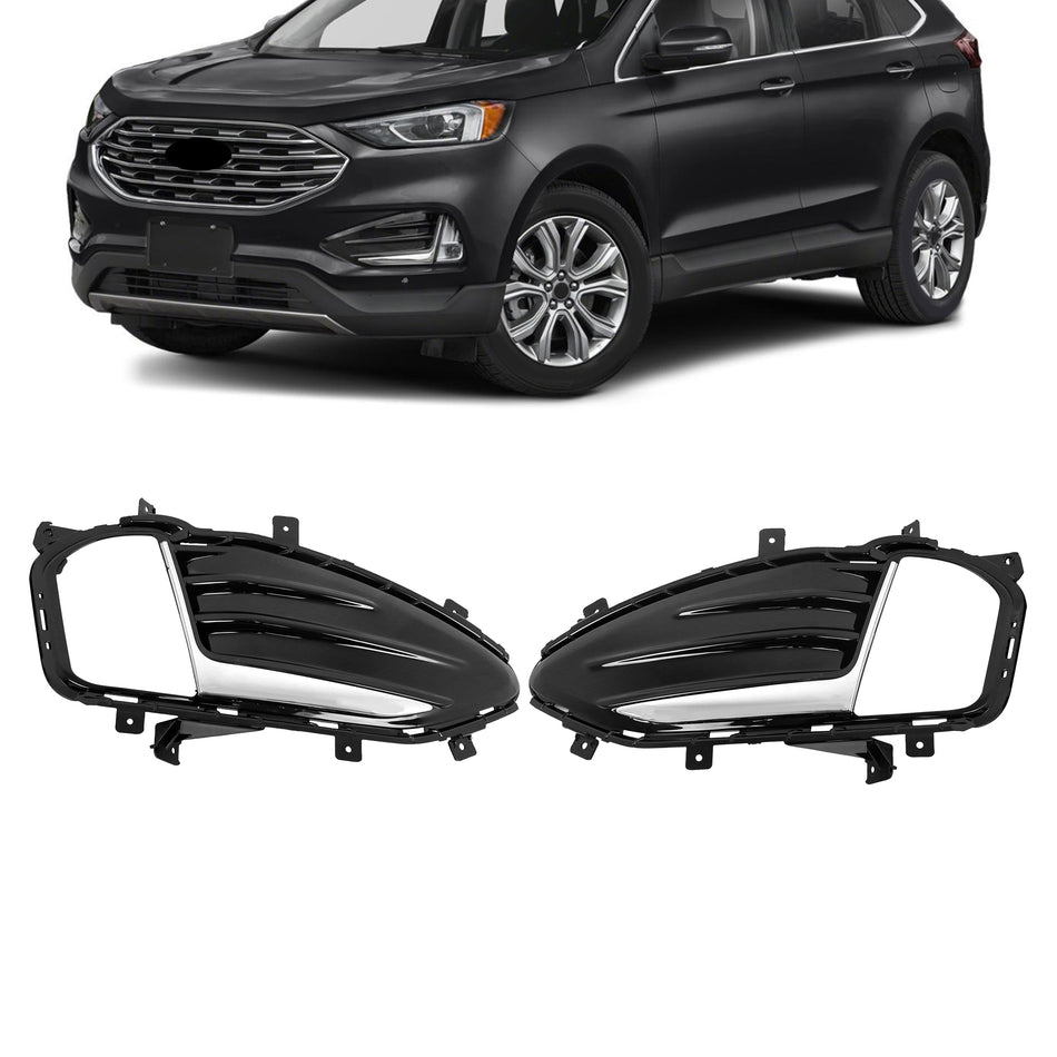 Front Fog Light Lamp Cover Chrome Trim Bezel Right&Left For 2019-2022 Ford Edge